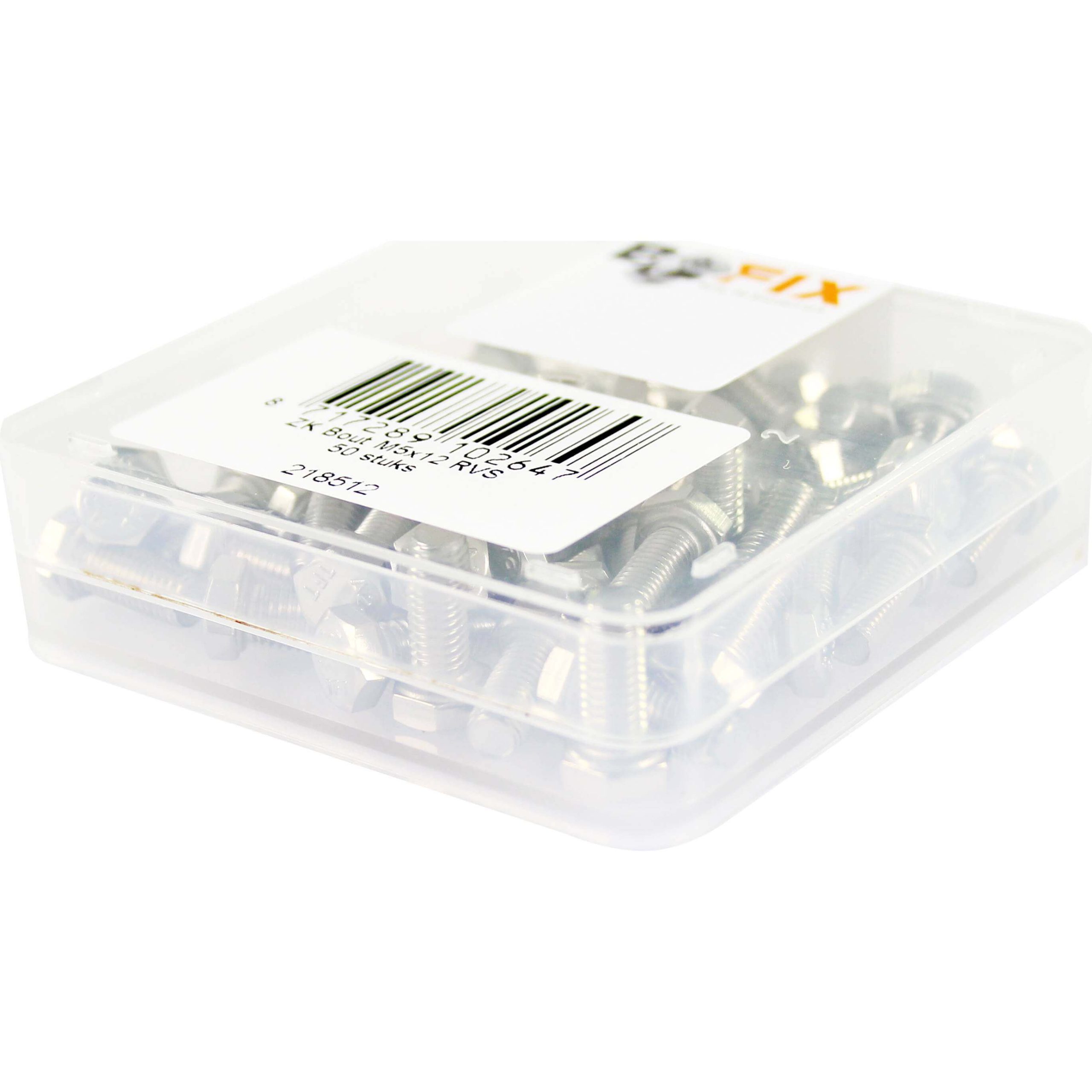 Bofix doos bout zeskante kop M5x12 RVS (50 stuks)