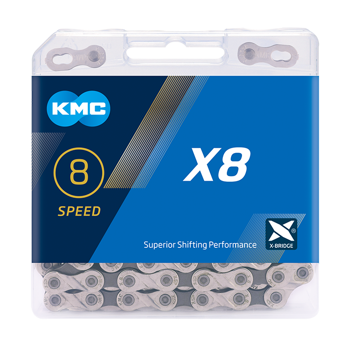 KMC ketting X8 silver/grey 114s