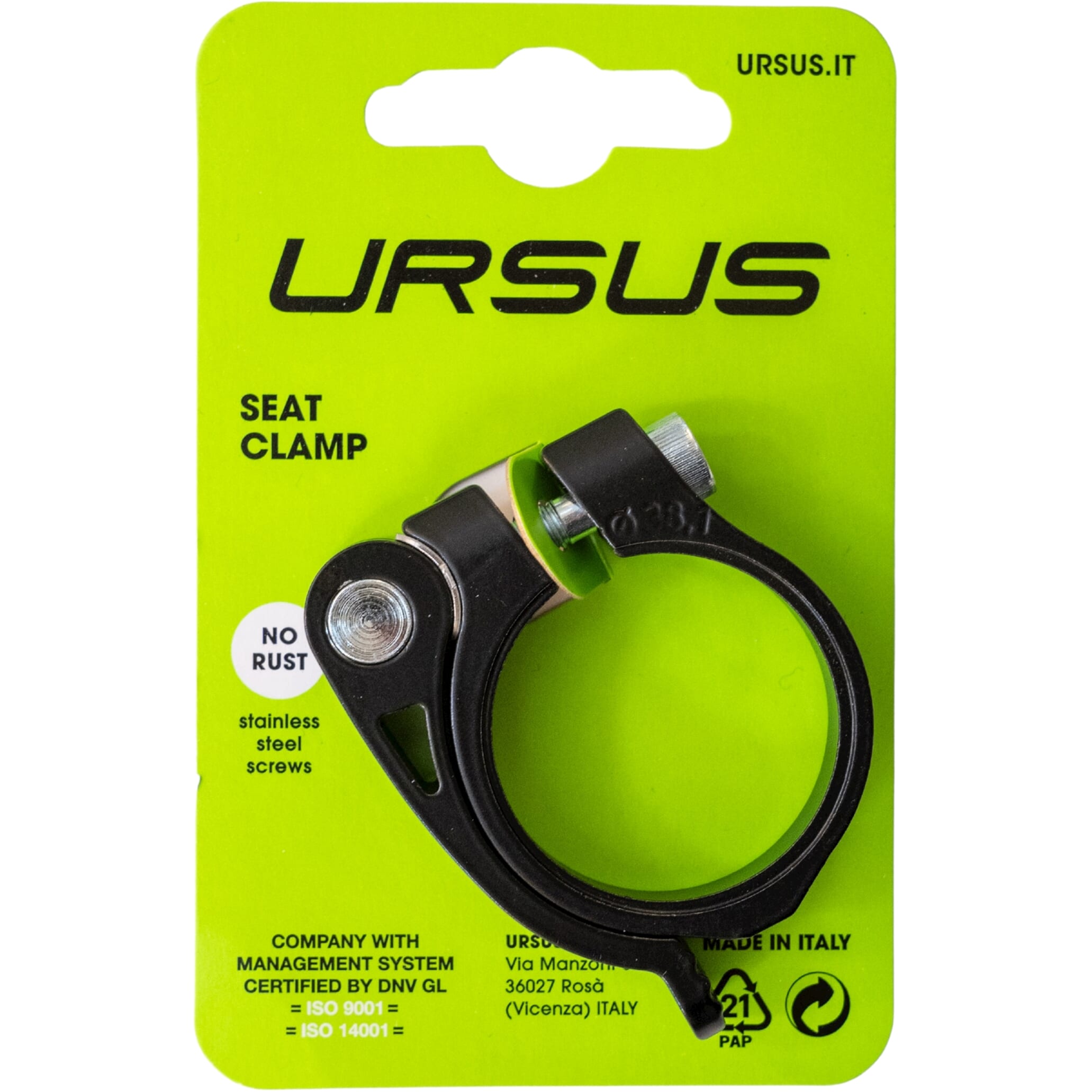 Ursus zadelpenklem met snelspanner 38.1 alu zwart