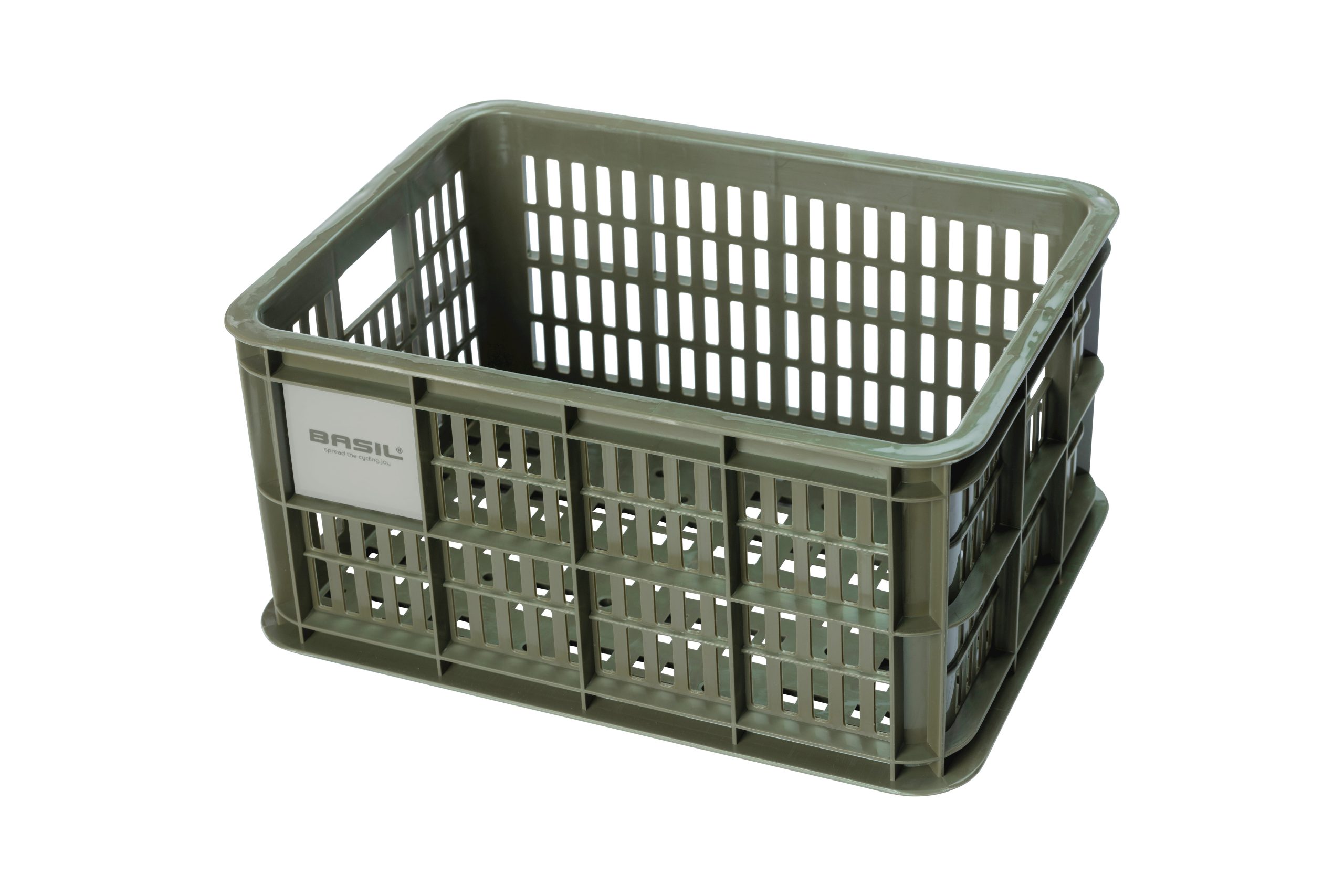 Basil fietskrat S moss green 17.5L recycled