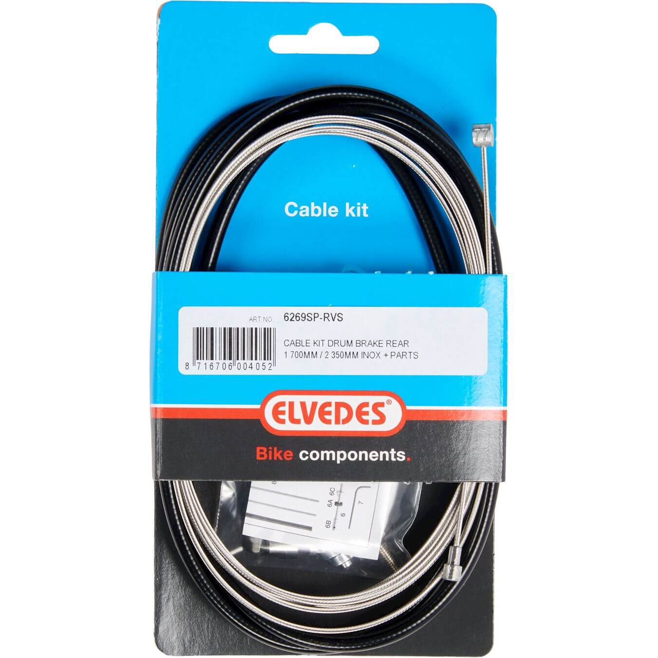 Elvedes remkabel kit achter + inbus draadeind rvs