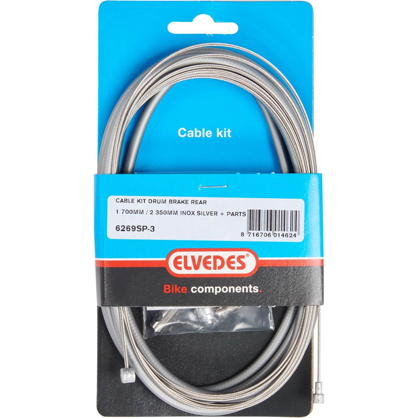 Elvedes remkabel kit achter + inbus draadeind rvs zilver