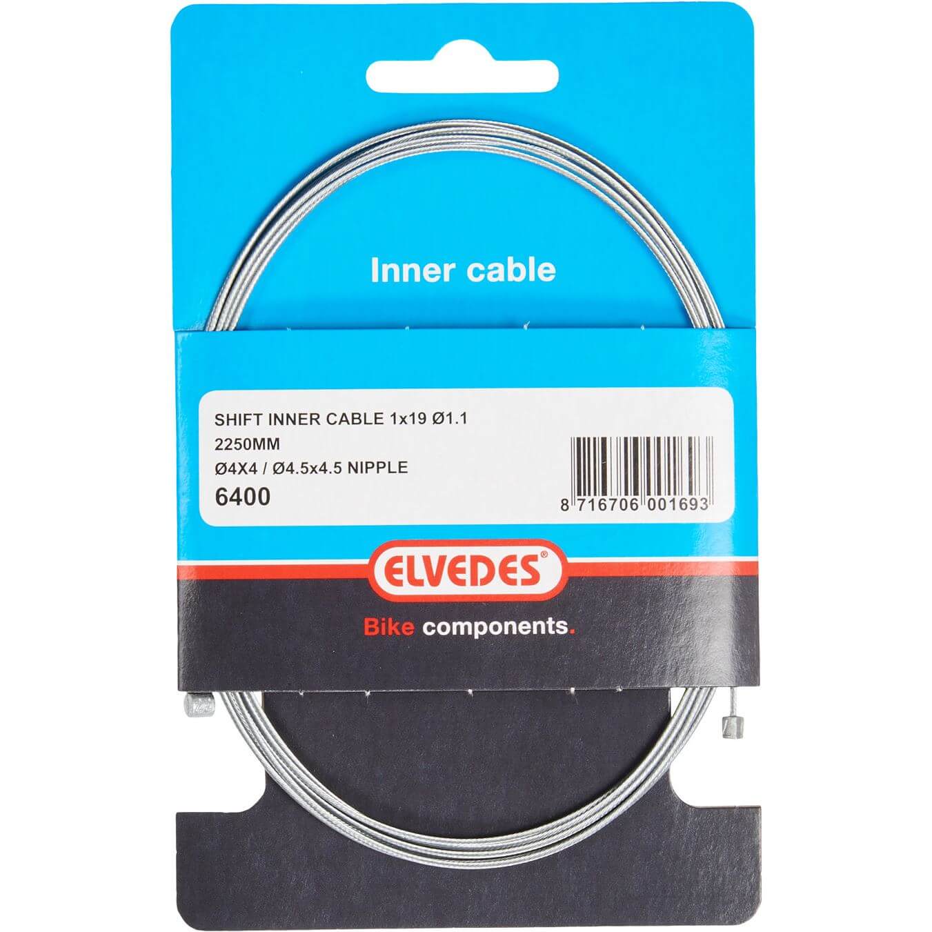 Elvedes schakel binnenkabel 2 nippels 4x4 en 4.5x4.5 6400