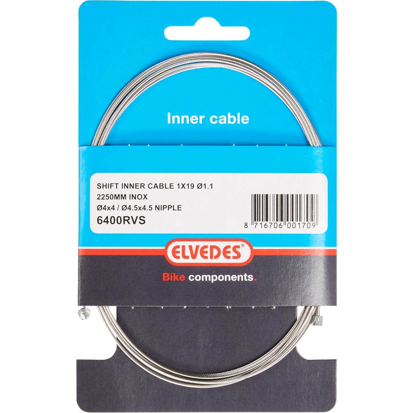 Elvedes schakel binnenkabel rvs 2 nippels 4x4 en 4.5x4.5