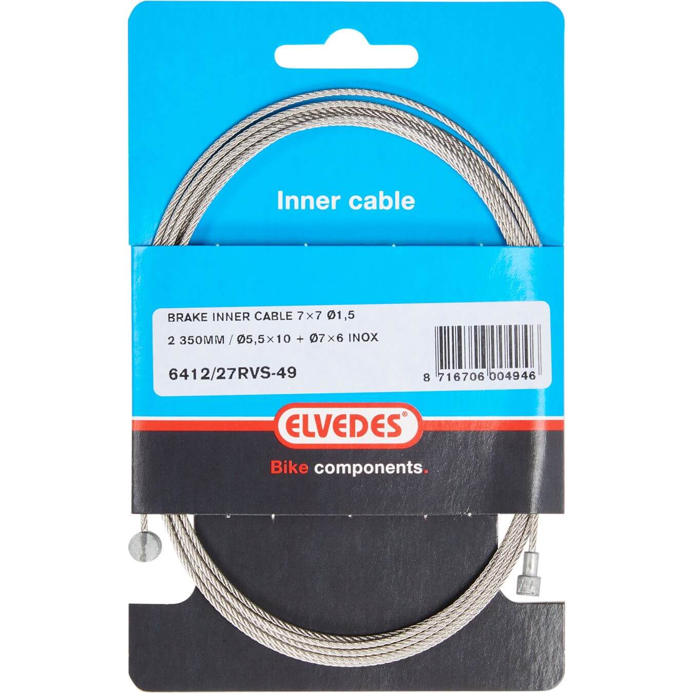 Elvedes rem binnenkabel rvs 49dr 2 nippels ton 7x6 peer 5.5