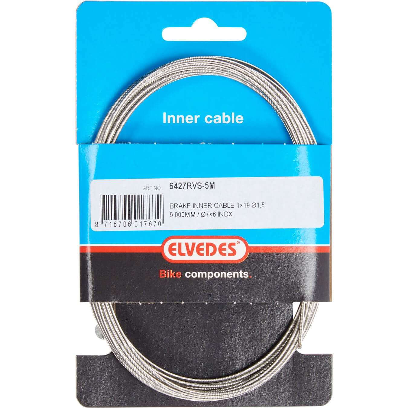 Elvedes rem binnenkabel rvs 5m nippel 7x6