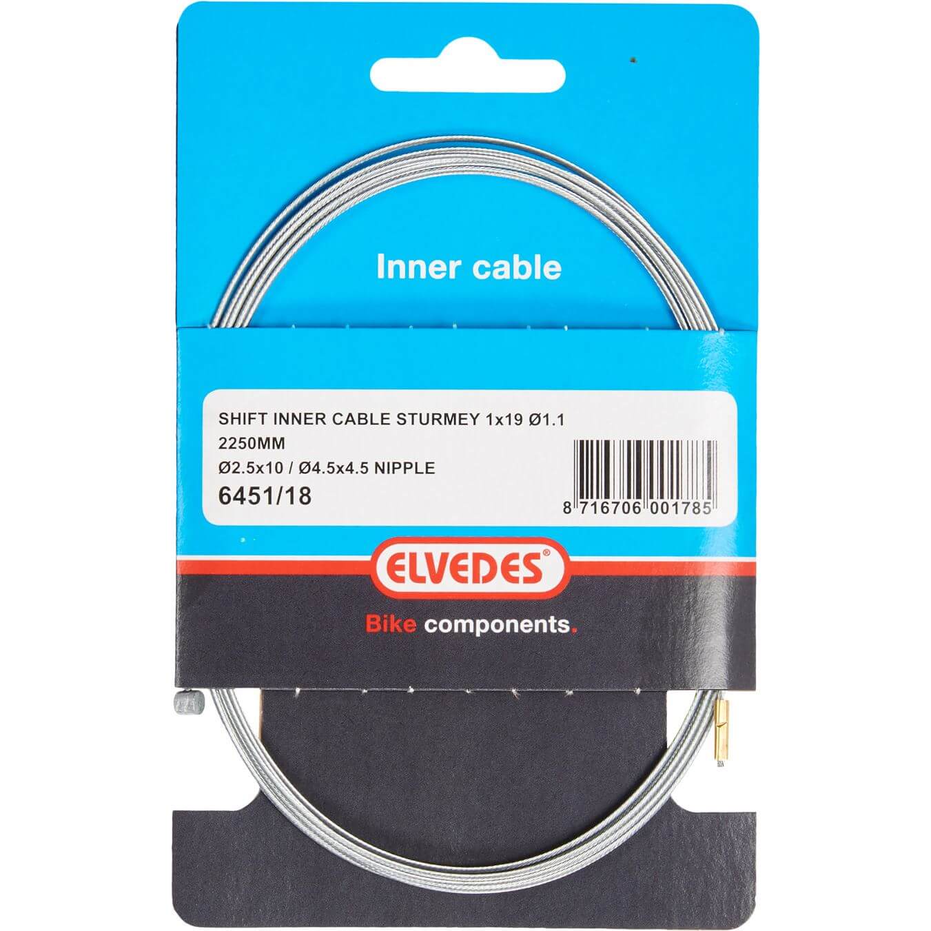 Elvedes schakel binnenkabel SA 2 nippels 2.5x10 en 4.5x4.5