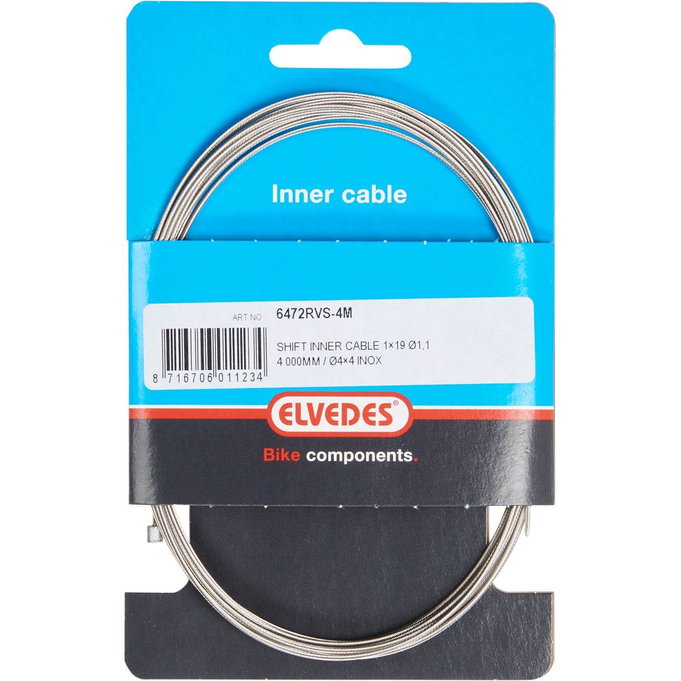 Elvedes schakel binnenkabel rvs 4m nippel 4x4