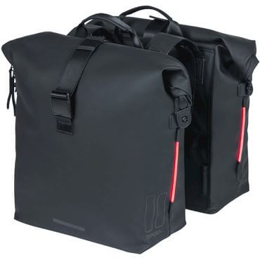 Basil fietstas dubbel SoHo Nordlight night zwart 41L