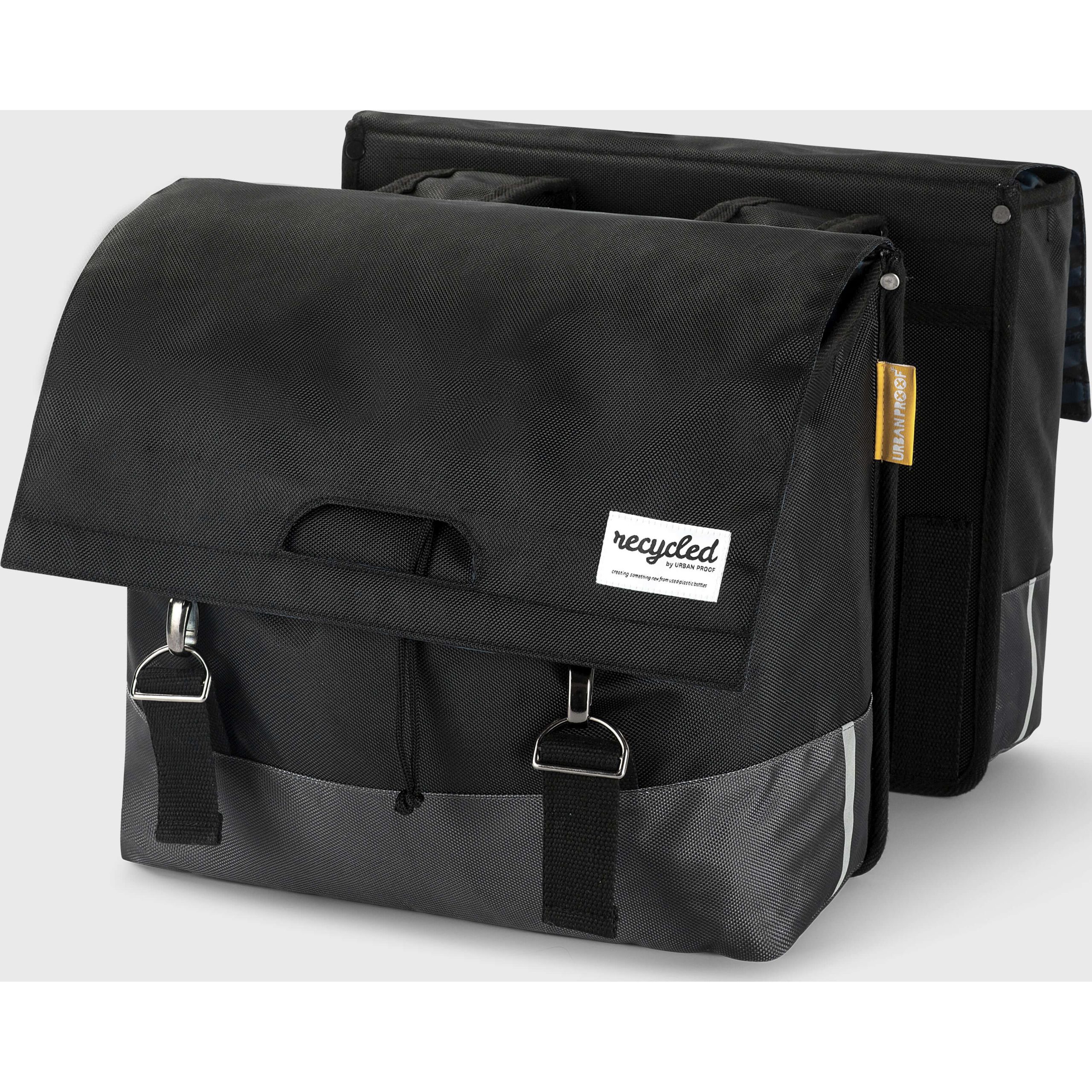 Urban Proof fietstas dubbel recycled zwart grijs 40L