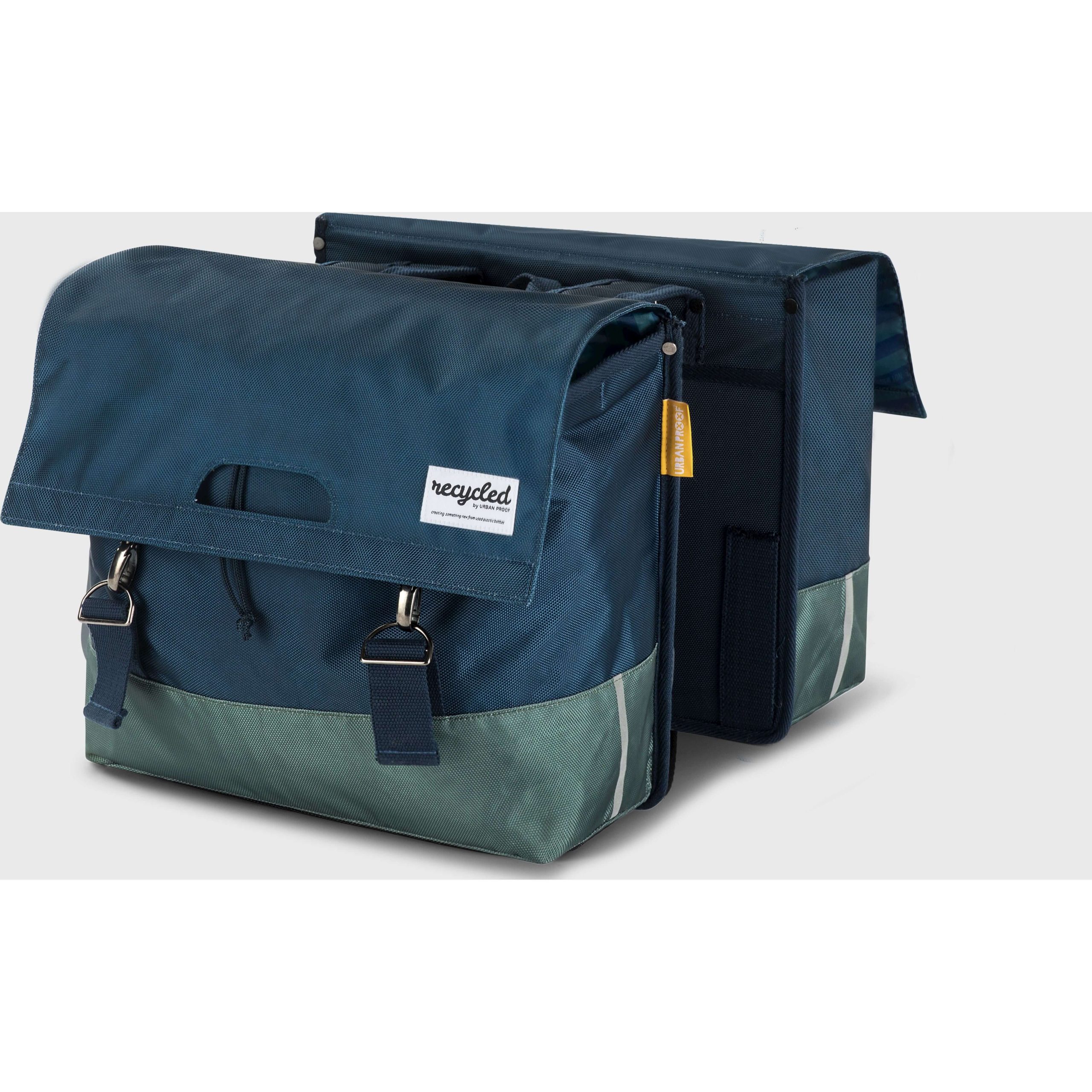 Urban Proof fietstas dubbel recycled blauw groen 40L